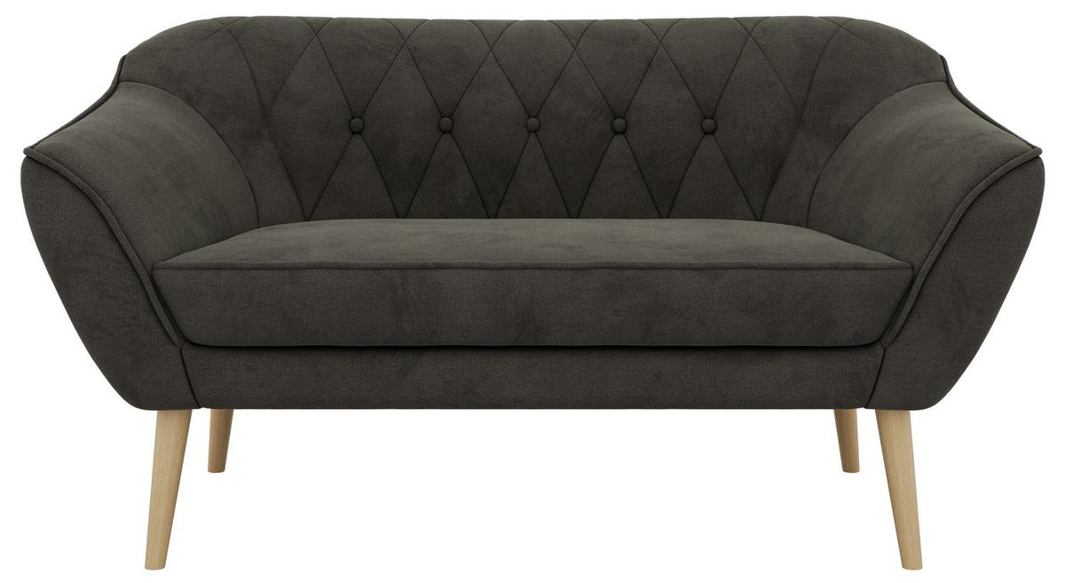2-SITZER-SOFA PIRS - Dunkelgrau Velvet - Holzbeine - Dunkelgrau/Buchefarben, Holzwerkstoff/Textil (140/75/74cm) - MKS