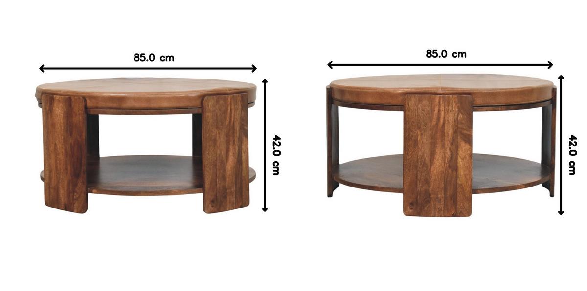 COUCHTISCH mit Roasted-Almond-Finish, Leder auf der Oberfläche, kaffeebraun - Braun, Leder/Holz (85/85/42cm) - Artisan Furniture