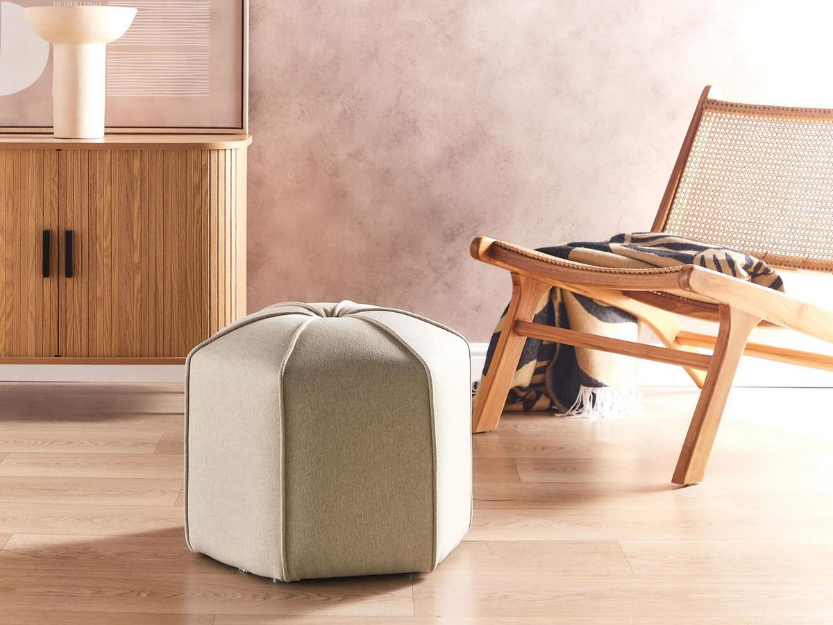 POUF Kunstleinen Beige Wishek - Beige, Textil (45/40/45cm) - Beliani