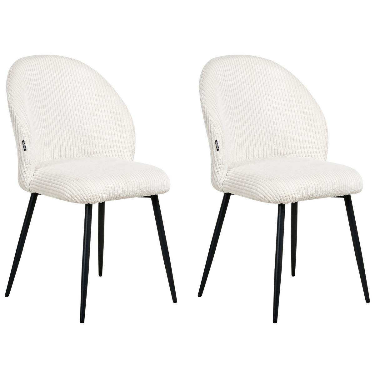 ESSZIMMERSTUHL 2er-Set Cremeweiß Eloy - Schwarz/Weiß, Textil (52/86/43cm) - Beliani