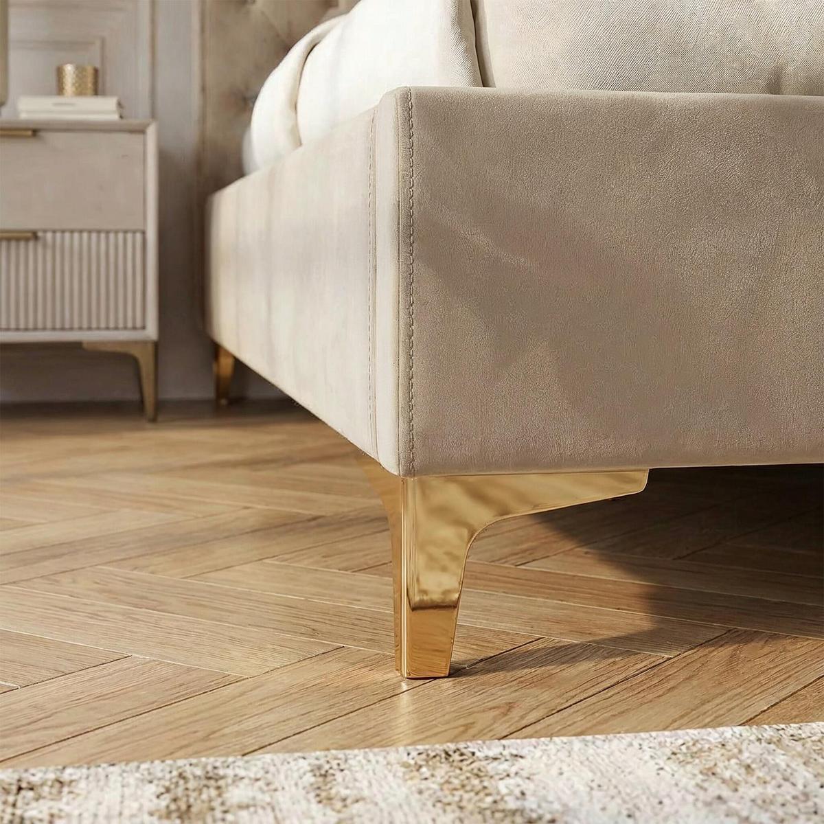 POLSTERBETT GLAMOUR 140x200 cm beige - Beige, Textil (140/200cm) - CARO-Möbel