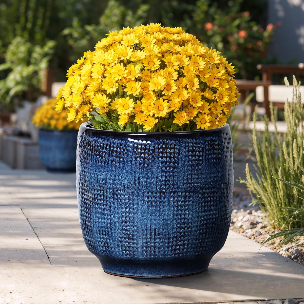 Hometopia KERAMIK Blumentopf Groß, Round Übertöpfe Blau Ø30xH28 cm online kaufen ➤ mömax