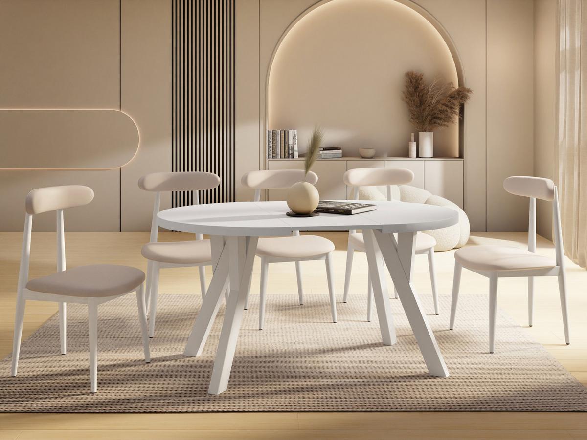 ESSTISCH Vero rund ausziehbar verlängerbar, Weiss 80-130/80/77 cm - Weiß, Holz/Holzwerkstoff (80/130/76.5cm) - WFL GROUP