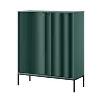 SIDEBOARD Eternas 2T Grün 104/125/39 cm – schwarze Füße, mit geriffelten Fronten - Schwarz/Grün, Holzwerkstoff (104/125/39cm) - AX Living