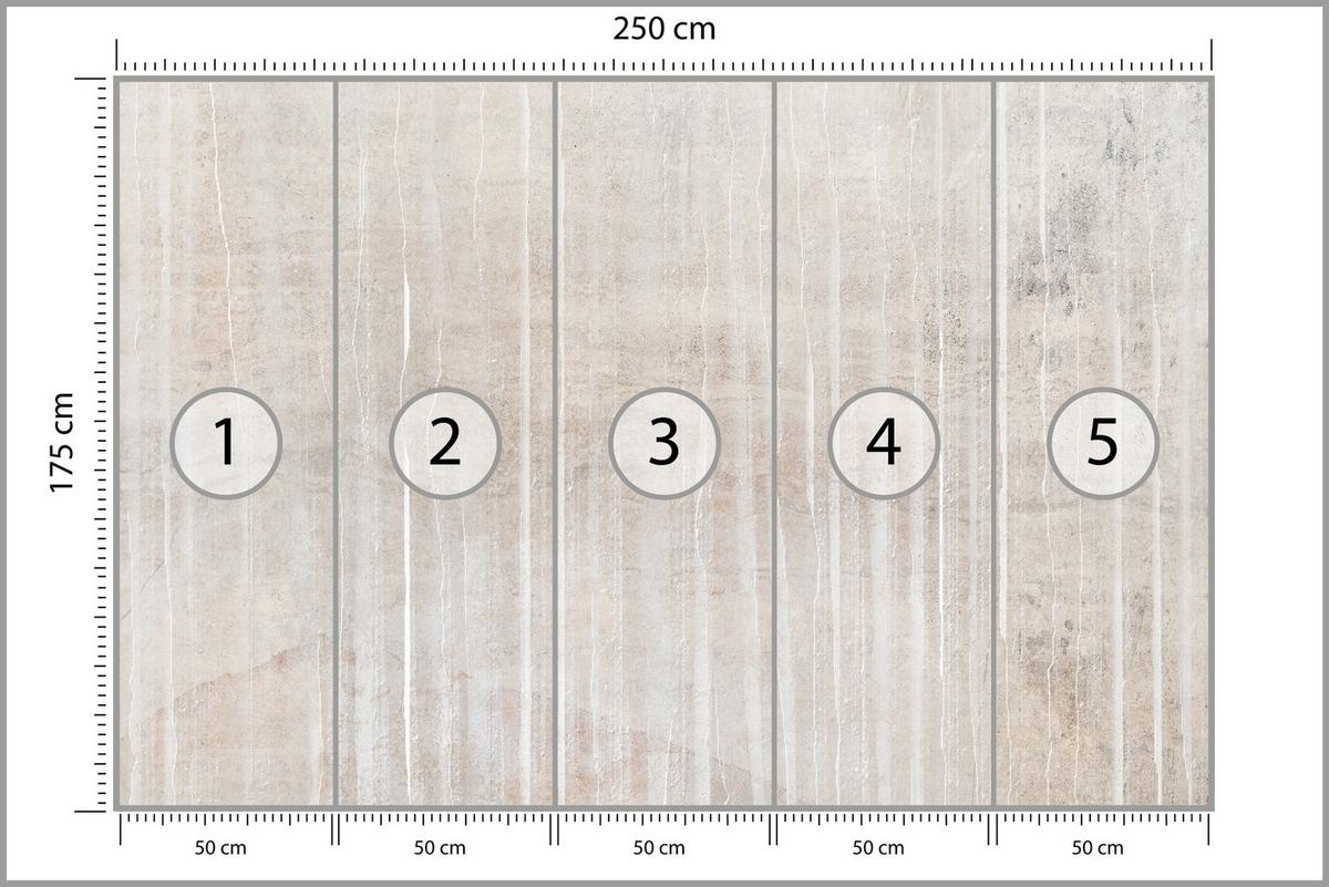FOTOTAPETE Beton Optik Abstraktion Vintage Stil 250x175 - Beige/Braun, Papier (250/175cm) - Muralo