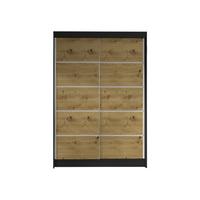 SCHWEBETÜRENSCHRANK Lino IV - Schwarz/Eiche Artisan, Holzwerkstoff/Metall (120/200/58cm) - MIRJAN24