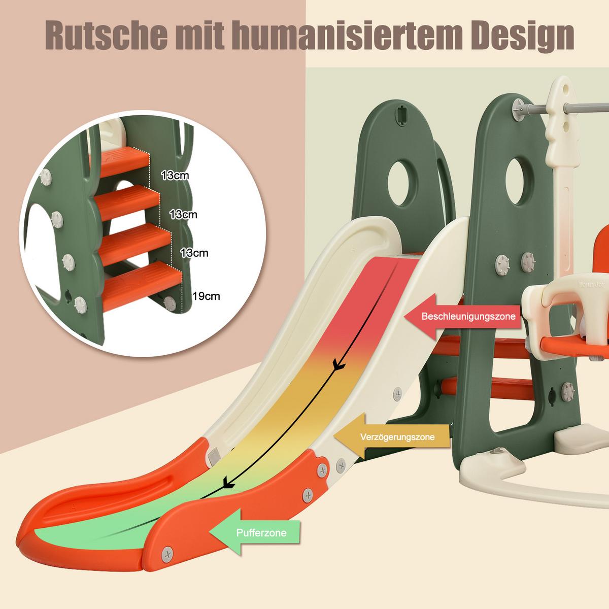 SPIELPLATZ kinder 6 in 1 Orange - Orange, Kunststoff (182/120/172cm) - COSTWAY