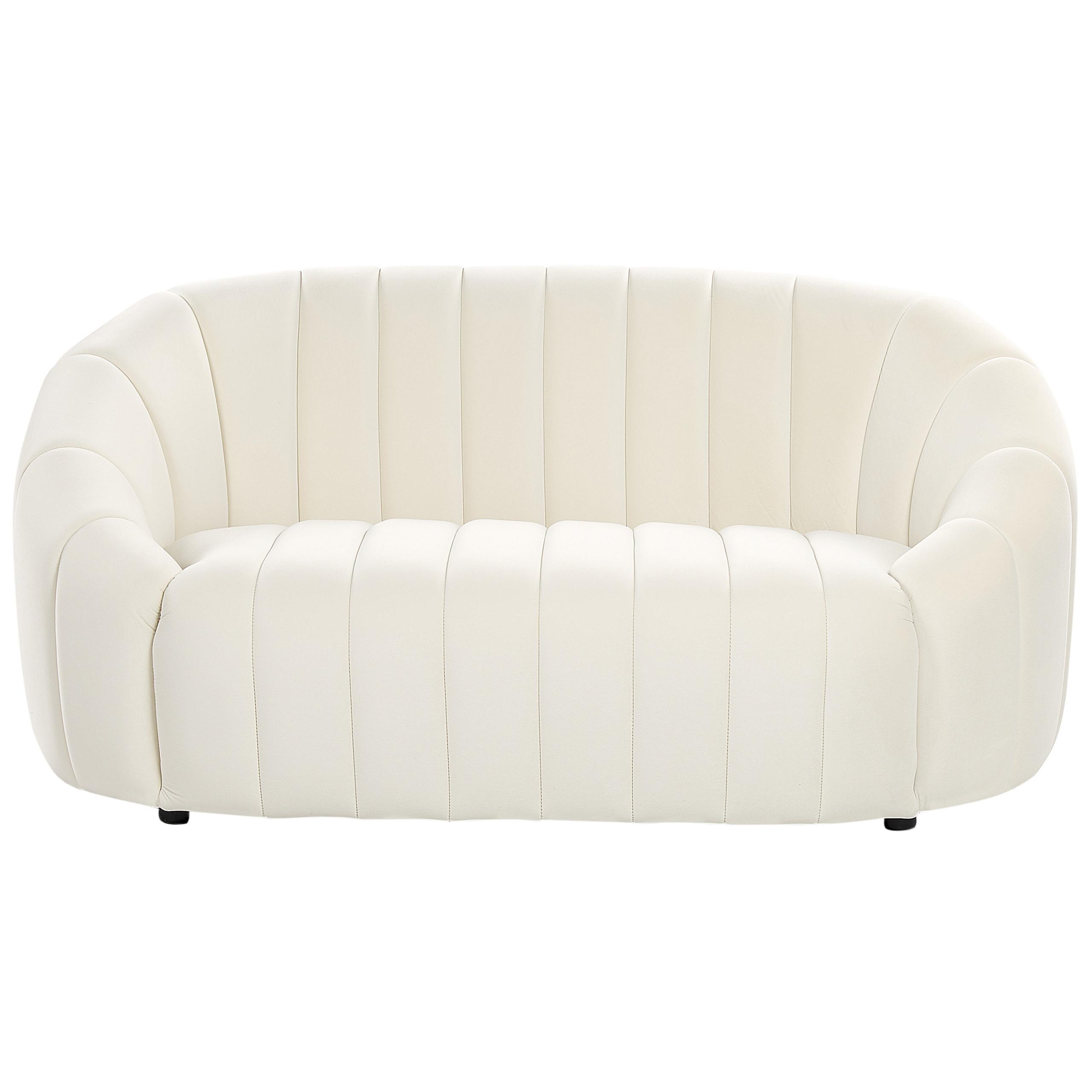 2-SITZER-SOFA Samtstoff cremeweiß Malung - Weiß, Textil (138/68/79cm) - Beliani