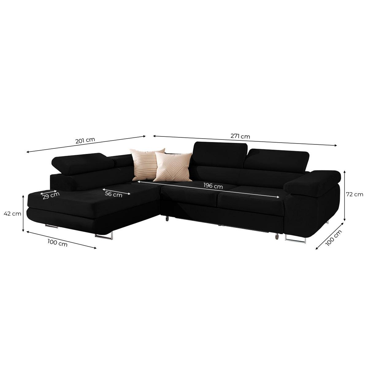 ECKSOFA Wilson 4 Sitzplätze Schwarz - Schwarz, Textil (271/201cm) - Petits-meubles