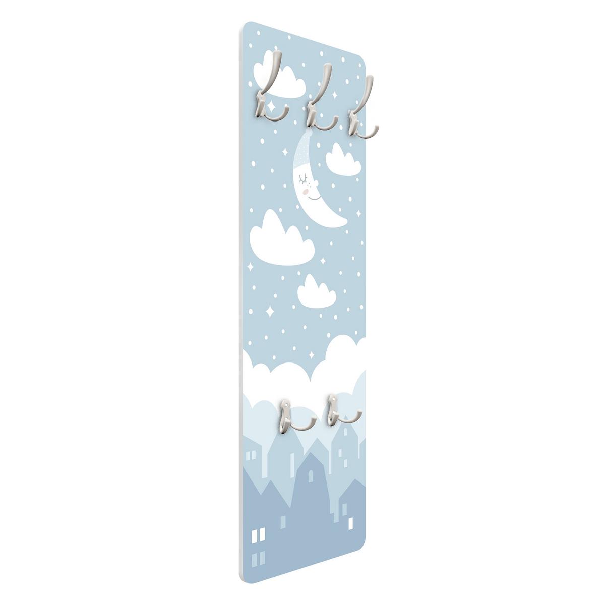 WANDGARDEROBE - Sternenhimmel mit Mond Blau 34/105 cm - Blau, Holzwerkstoff (34/105/1.6cm) - Bilderwelten