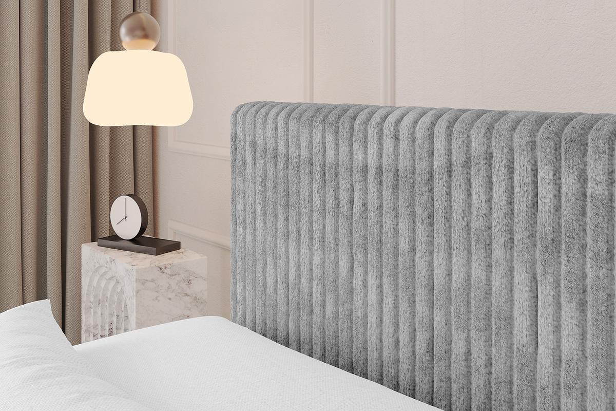 BOXBETT mit Matratze H3 und Lattenrost - TOLO-Z - 140x200 Cord - Hellgrau - Hellgrau, Holzwerkstoff (140/200cm) - ALTDECOR