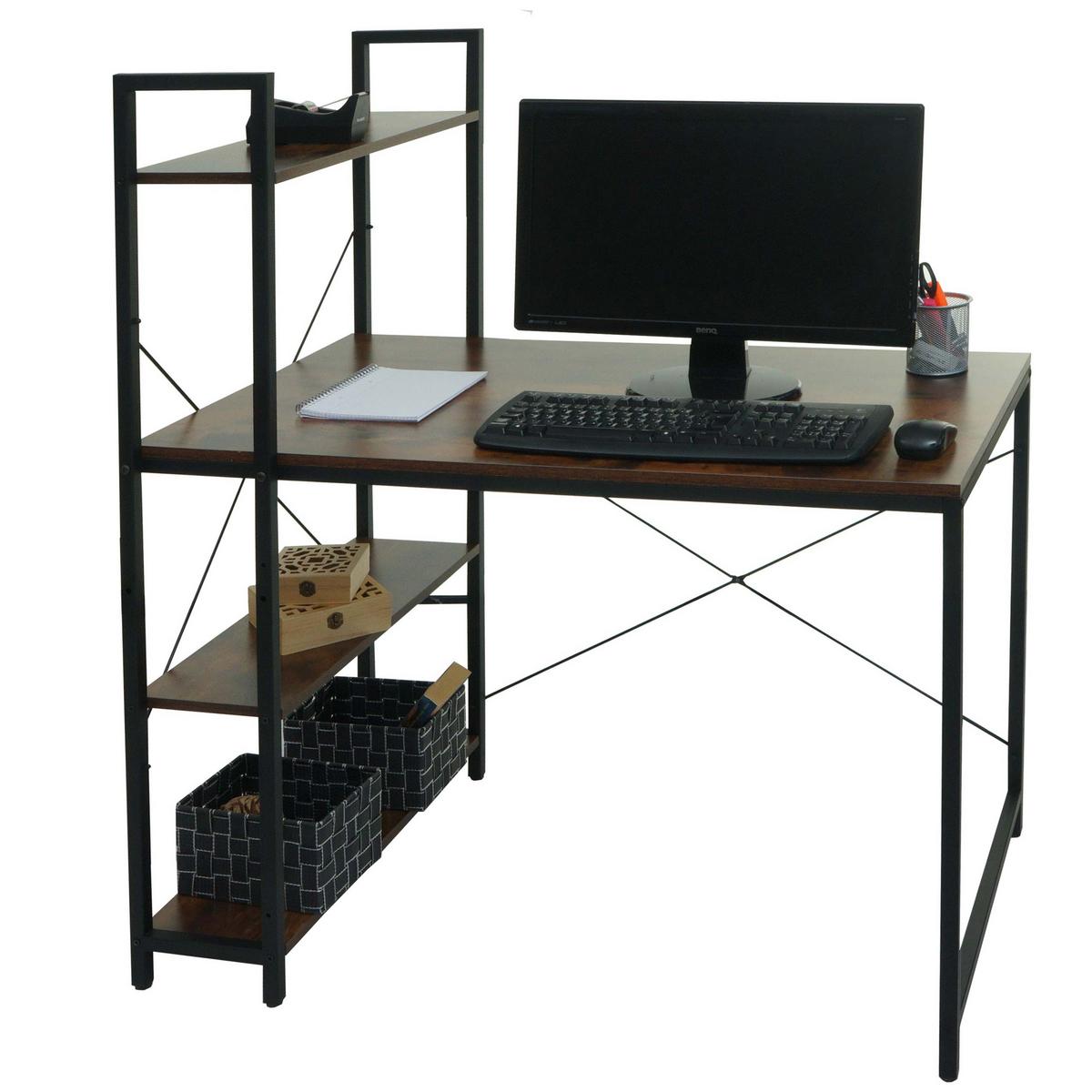 SCHREIBTISCH MIT REGAL eckig Braun - Braun, Holzwerkstoff (60/100/120cm) - MCW