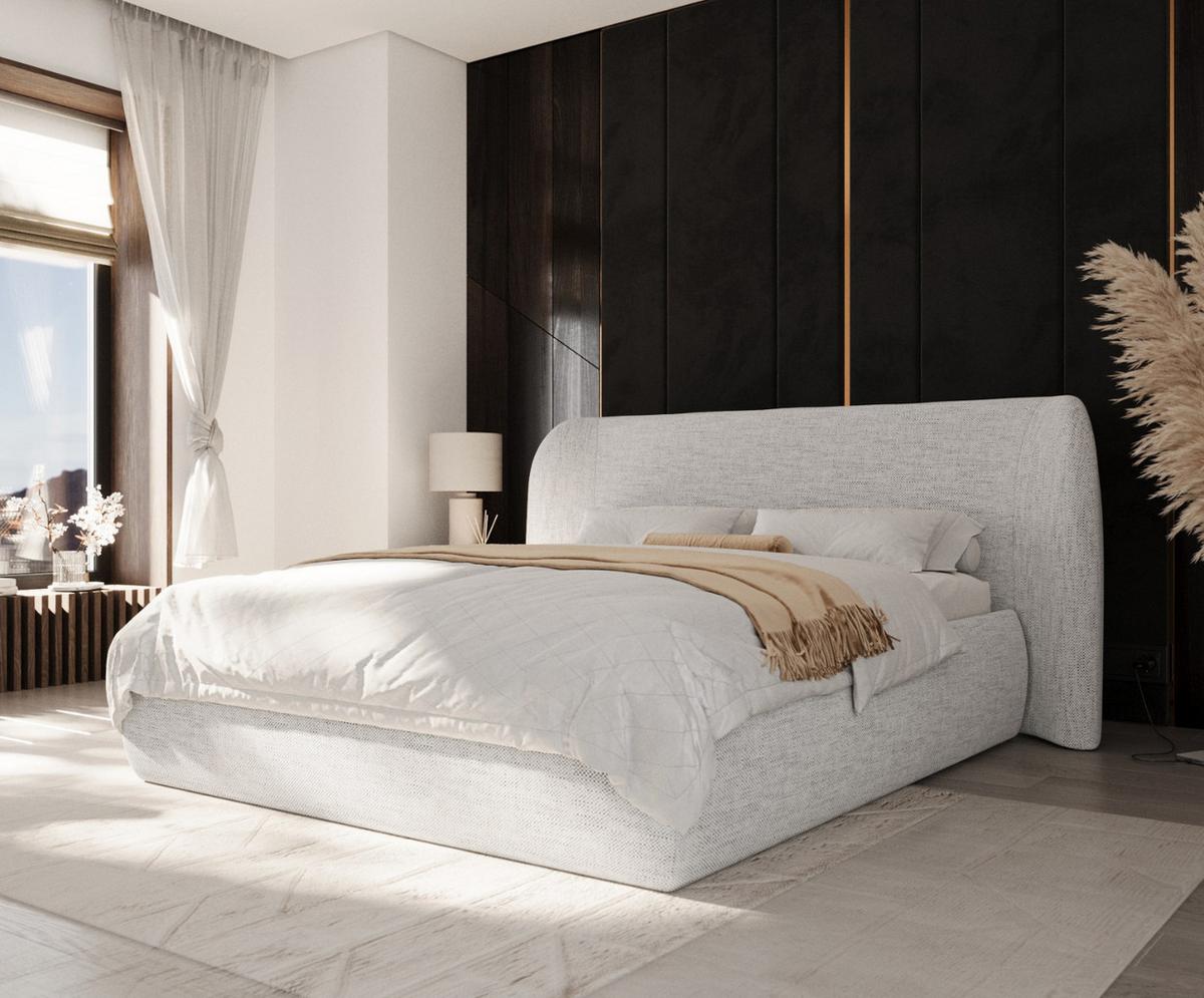 POLSTERBETT Bellano mit Stauraum 140/200 cm Hellgrau im Modesto Stoff - Hellgrau/Schwarz, Holz/Holzwerkstoff (140/200cm) - AltaBeds