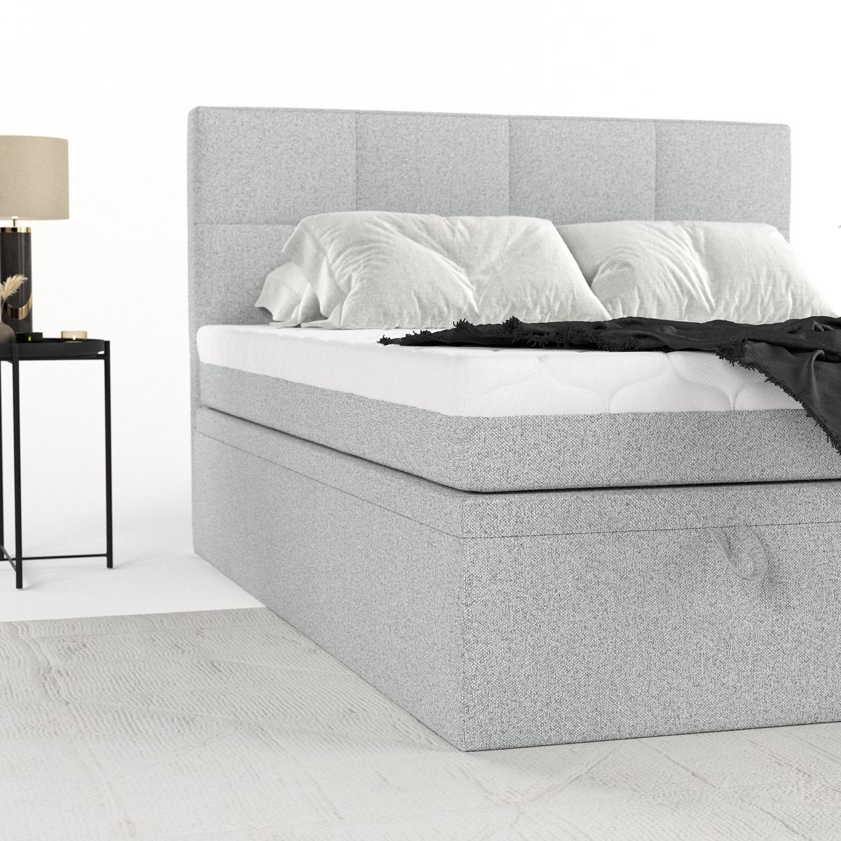BOXBETT Tessa 180/200 cm Hellgrau im Riva Stoff - Hellgrau/Schwarz, Holz/Holzwerkstoff (180/200cm) - AltaBeds