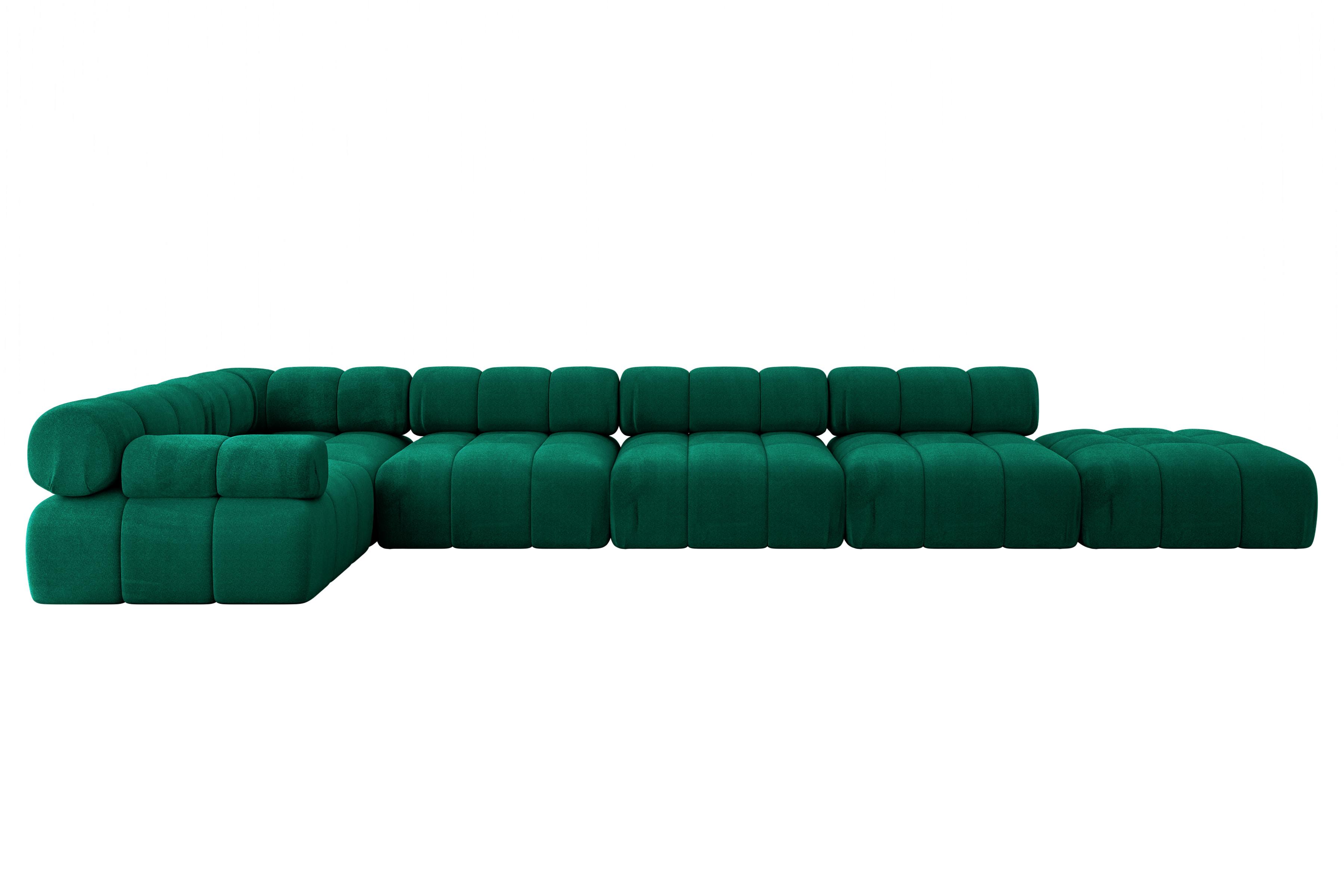 ECKSOFA modulares Sofa Felto-L3 - 475x190x70 cm Dunkelgrün Velours - Dunkelgrün, Holzwerkstoff/Textil (475/190cm) - ALTDECOR