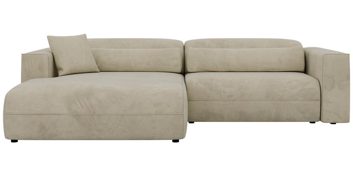 ECKSOFA PAZURRO L - Beige Velvet - Links Seite - Beige/Schwarz, Kunststoff/Textil (288/180cm) - MKS