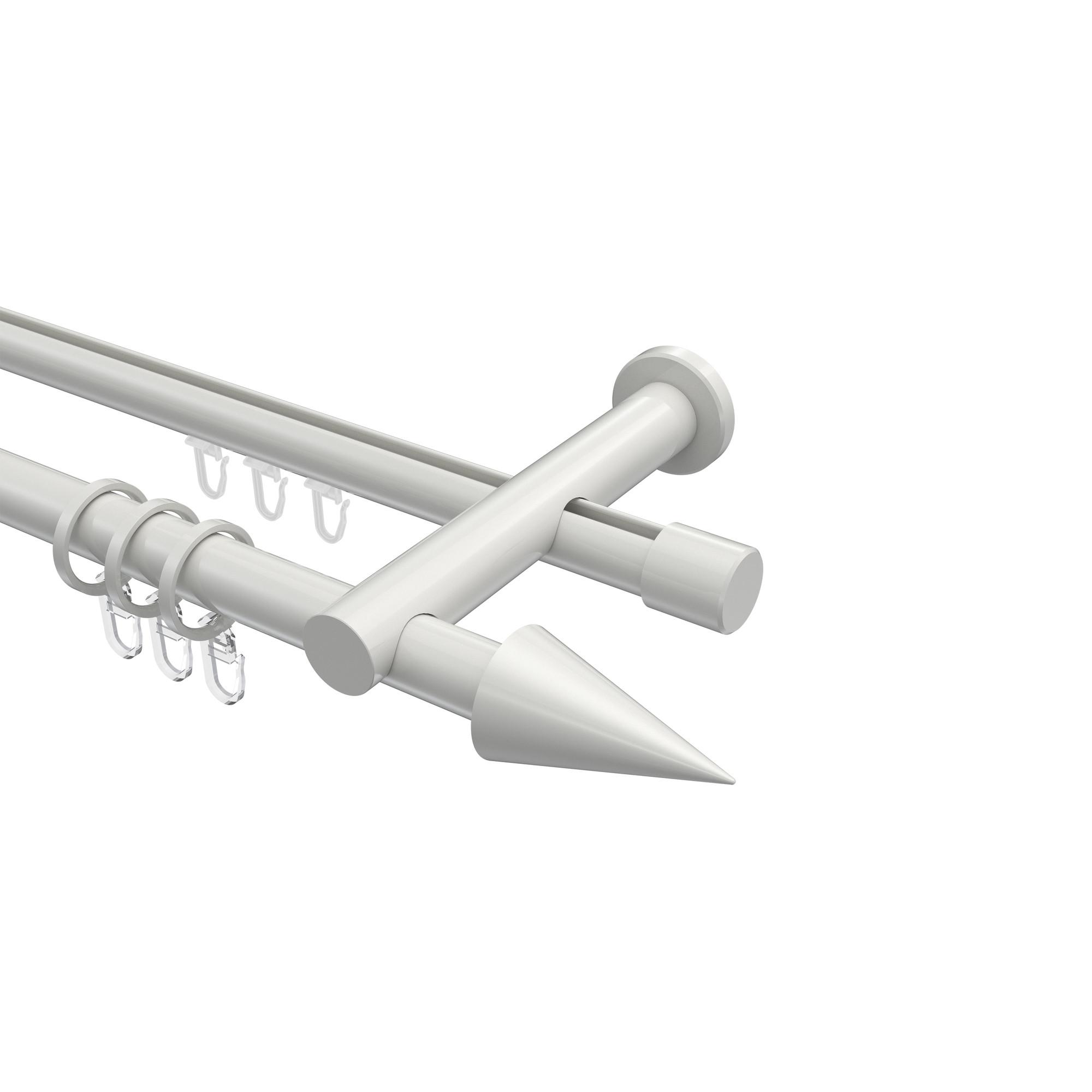GARDINENSTANGE RUNDROHR-INNENLAUF Platon Savio 180 cm, 2-läufig, 20 mm Ø Weiß - Weiß, Metall (180cm) - INTERDECO