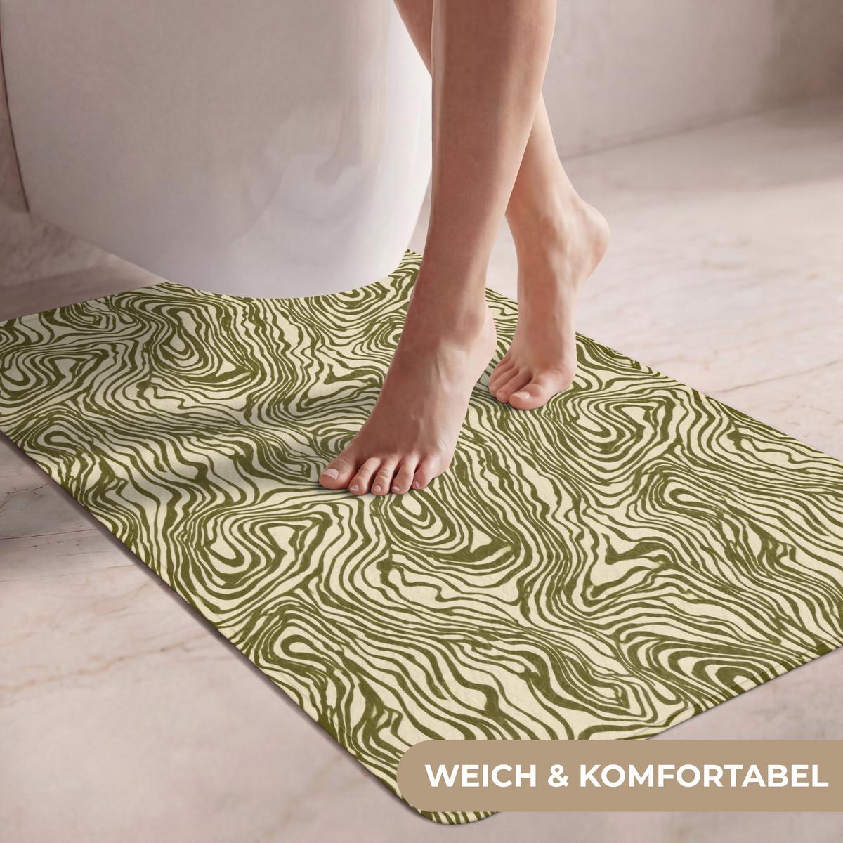 WC-VORLEGER Abstrakt - Marmor - Grün Toilettenvorleger 60x90 cm - Dunkelgrün, Textil (60/1cm) - OnlyWow
