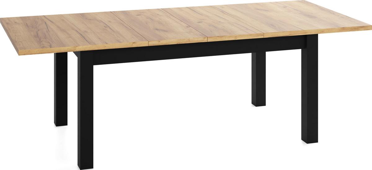 ESSTISCH Lindberg ausziehbar verlängerbar rechteckig, Eiche Braun 200-300/100/77 cm - Eiche Wotan/Schwarz, Holz/Holzwerkstoff (100/300/76.5cm) - WFL GROUP