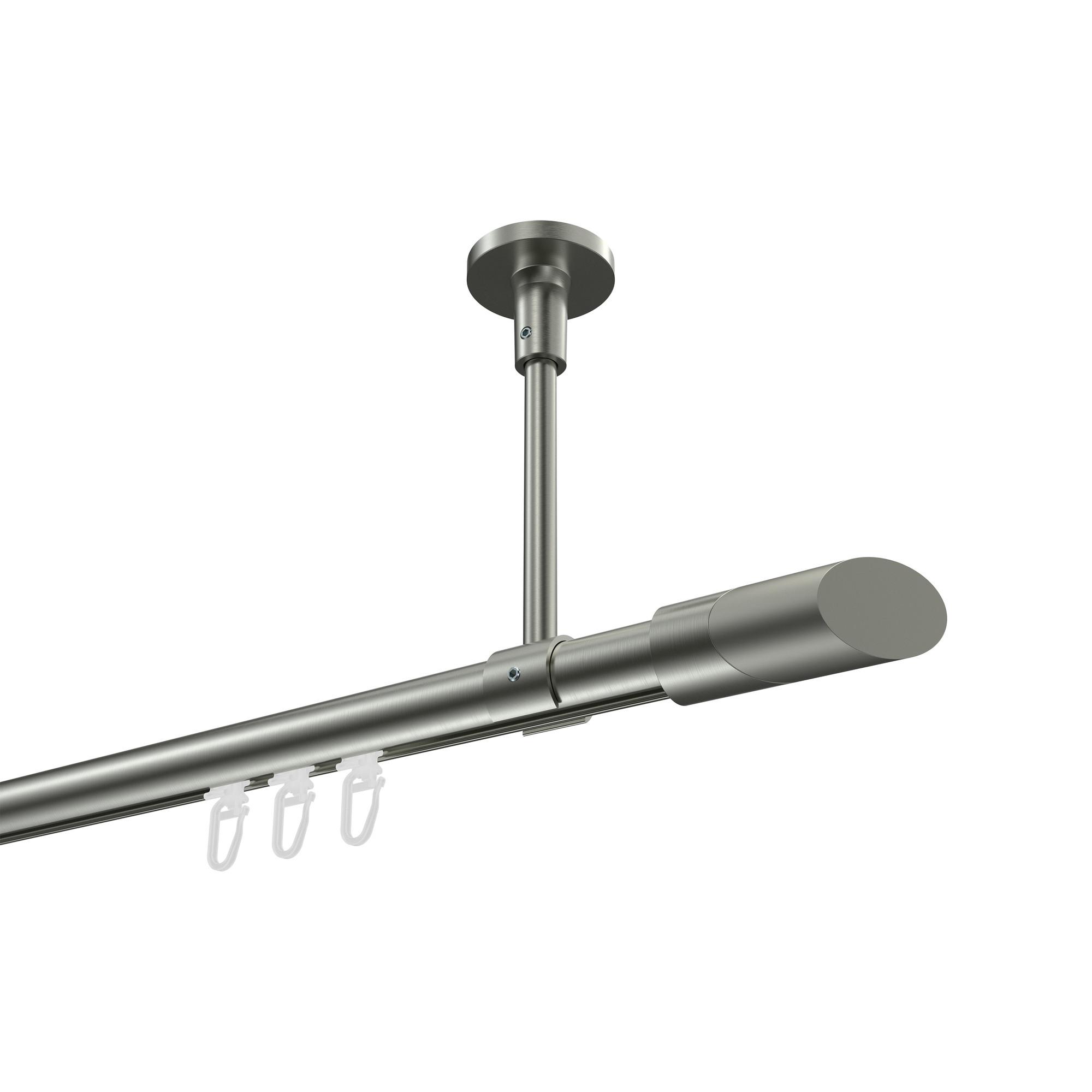 GARDINENSTANGE INNENLAUF Sonette Verano 320 cm (geteilt in 2 x 160 cm), 1-läufig, 20 mm Ø Edelstahl-Optik - Edelstahlfarben/Silberfarben, Metall (320cm) - INTERDECO