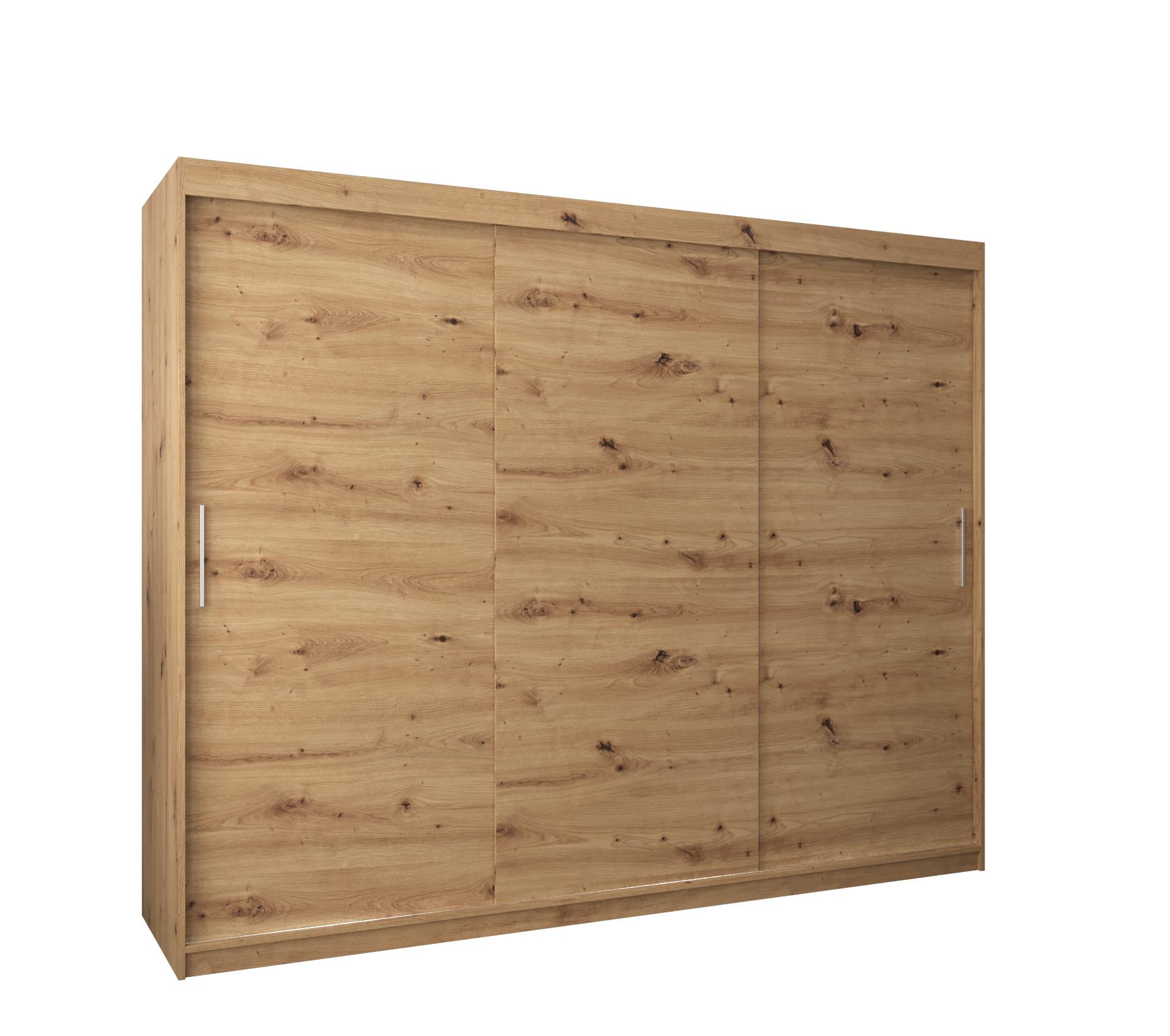 SCHIEBETÜRENSCHRANK TOKYO 200/250/62 3-türig - Silberfarben/Eiche Artisan, Holz/Kunststoff (250/200/62cm) - MÖBEL KRYSPOL