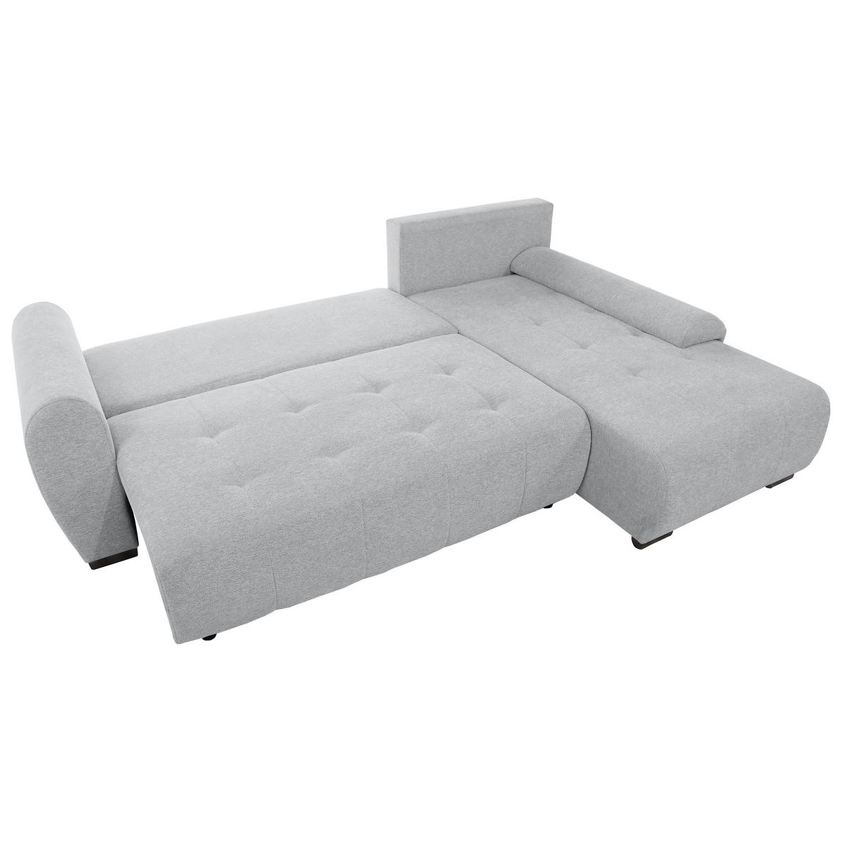 ECKSCHLAFSOFA Dallas mit Bettkasten, 255 cm, Hellgrau, rechts, Velour-Stoff - Hellgrau, Textil (255/175cm) - Beautysofa