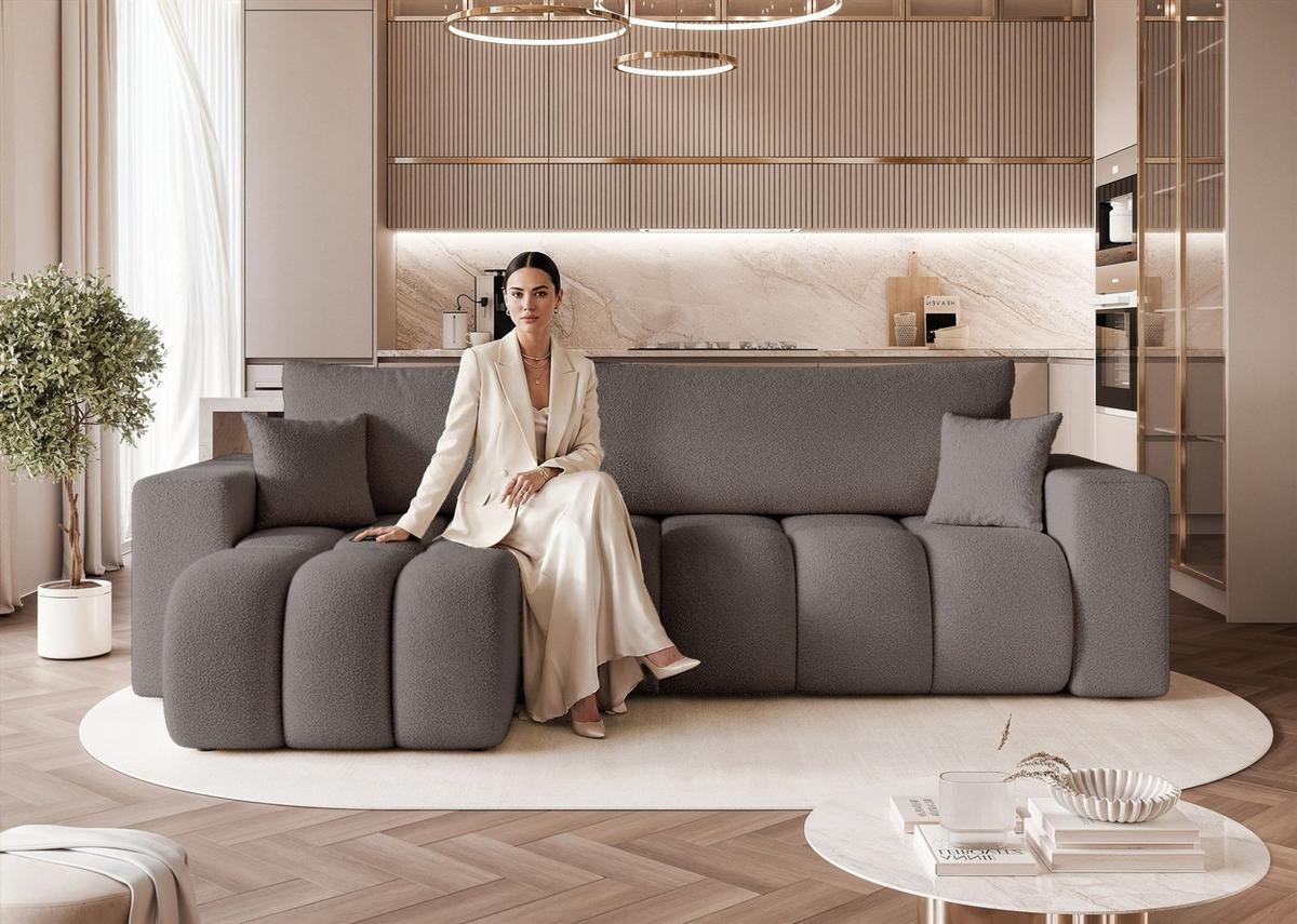 ECKSOFA Anabel Mit Schlaffunktion - Dunkelgrau, Holzwerkstoff/Textil (248/145cm) - Fun Möbel