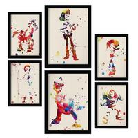 POSTER Set Mit 6 Toy Story Illustrationen Im Aquarell Stil Von Klassischen Kindermärchen, Filmen Und Büchern Innenarchitektur A3 & A4 Schwarzer Rahmen - Schwarz, Papier (29/3cm) - Nacnic