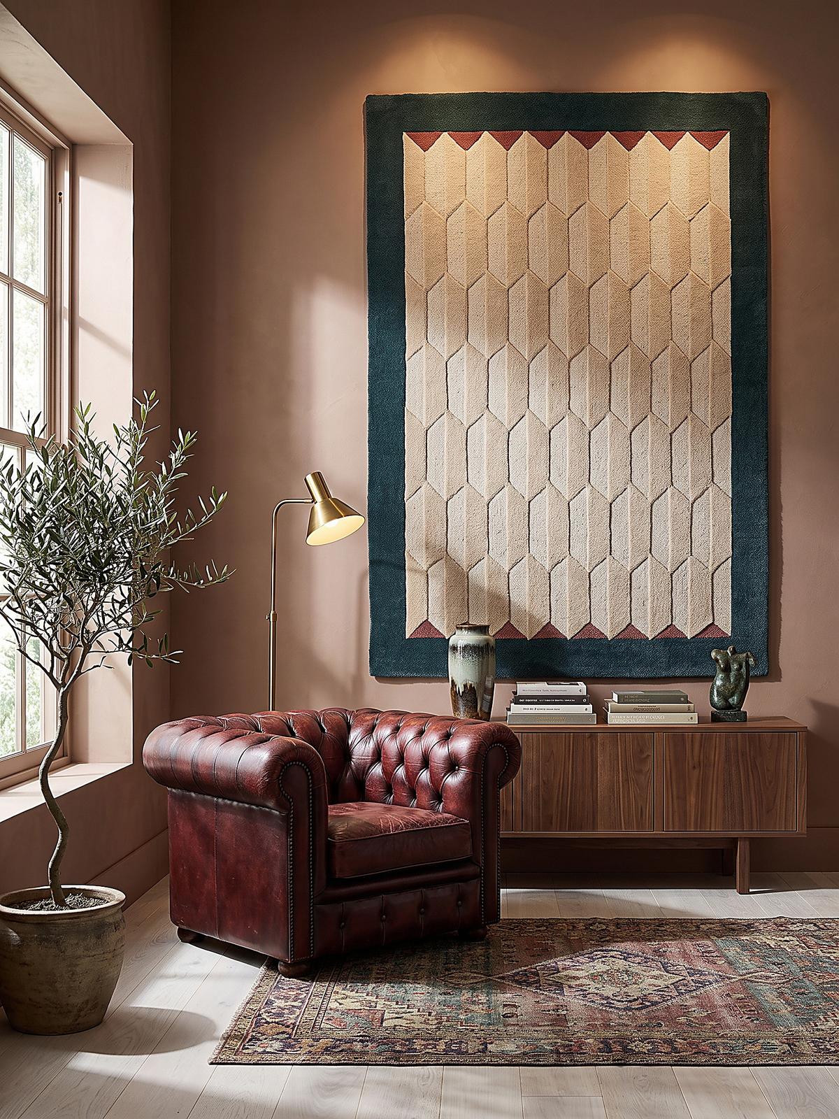 WOLLTEPPICH handgetuftet DARENT, Wabenmuster, Petrol, 160 x 230 cm - Türkis, Textil (160/230cm) - KADIMA DESIGN