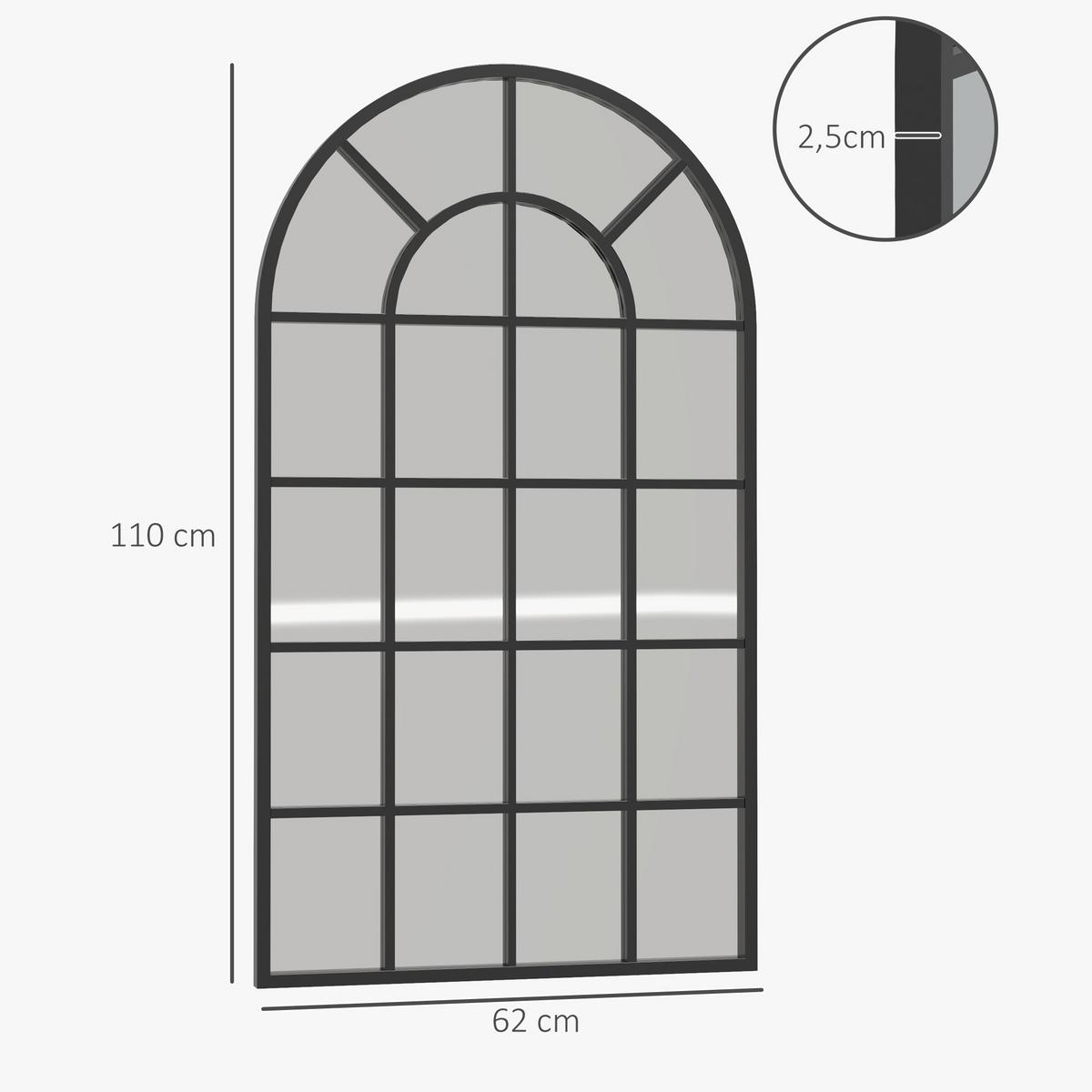 WANDSPIEGEL Garderobenspiegel 110 x 65cm Flurspiegel mit Metallrahmen - Schwarz, Glas/Metall (65/2.5/110cm) - HOMCOM