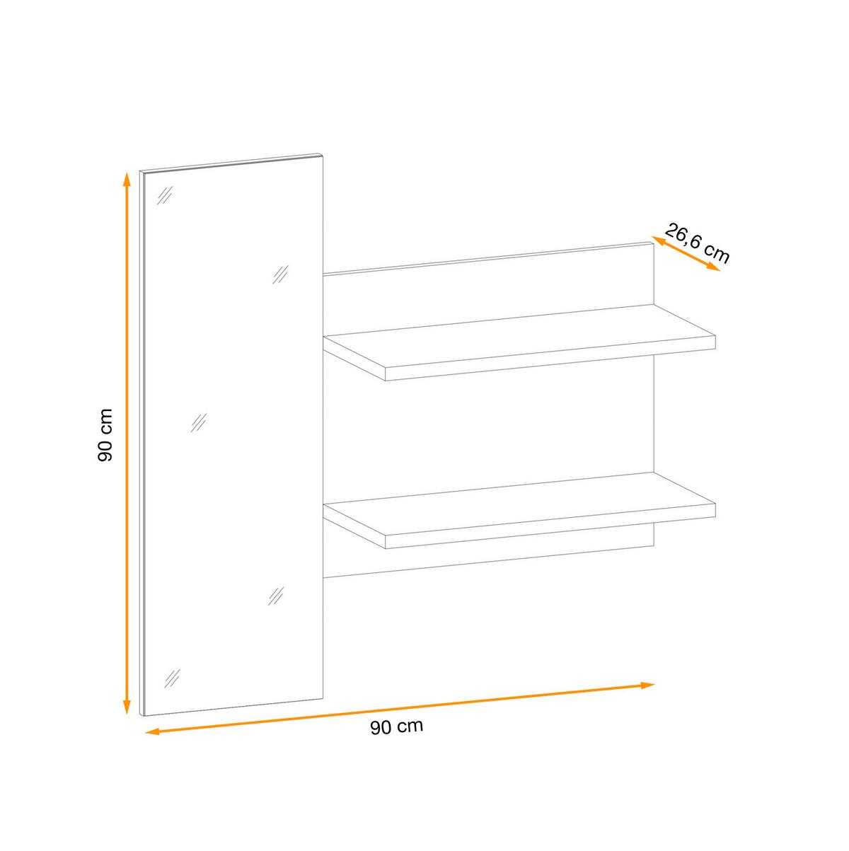WANDSPIEGEL Eiche Jackson quadratisch 90 x 90 cm, Flurspiegel mit Ablage - Eichefarben, Glas/Holzwerkstoff (90/90/28cm) - Furn.Design