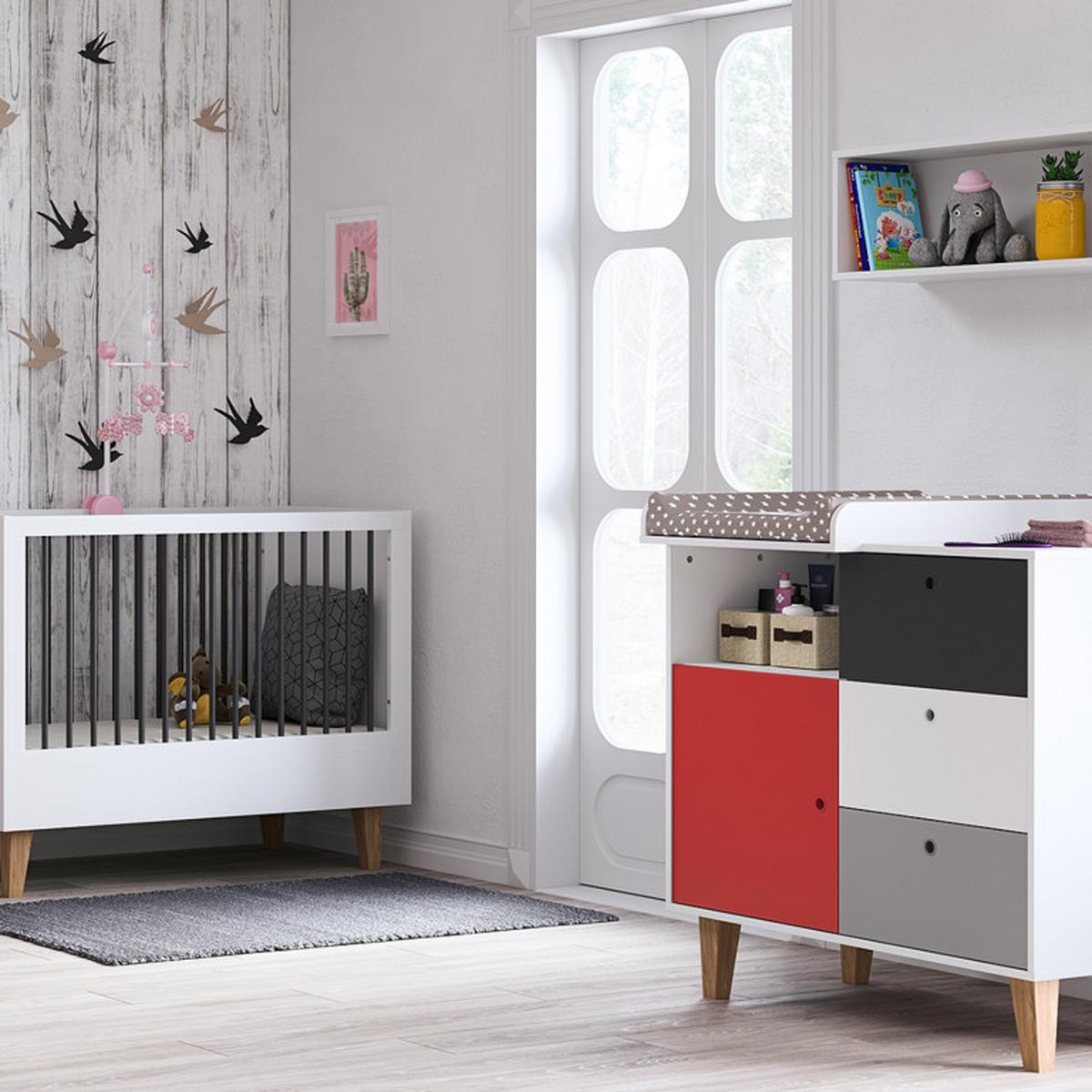 KINDERKOMMODE rot - Rot, Holzwerkstoff (103.5/96.5/55cm) - Petits-meubles