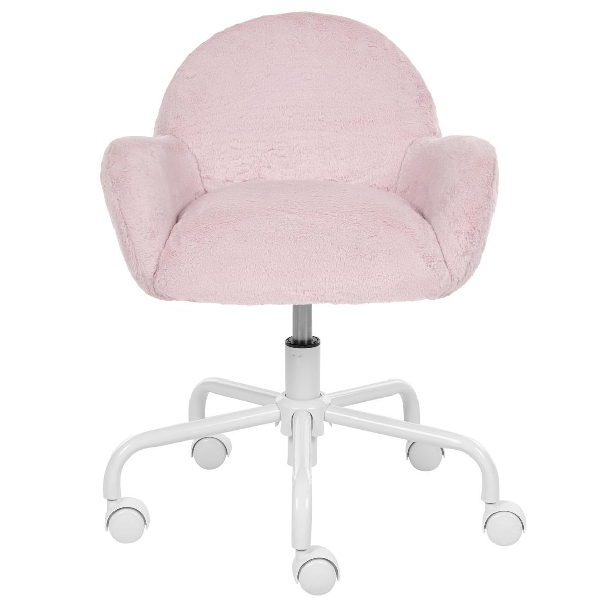 SCHREIBTISCHSTUHL Webpelz Pastellrosa Jubbi - Pink, Textil/Metall (60/65/60cm) - Beliani