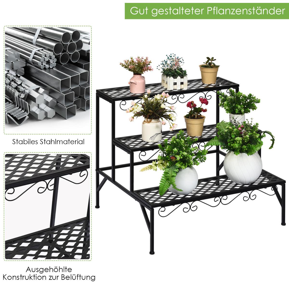 PFLANZENSTÄNDER Schwarz - Schwarz, Metall (70/60/60cm) - COSTWAY