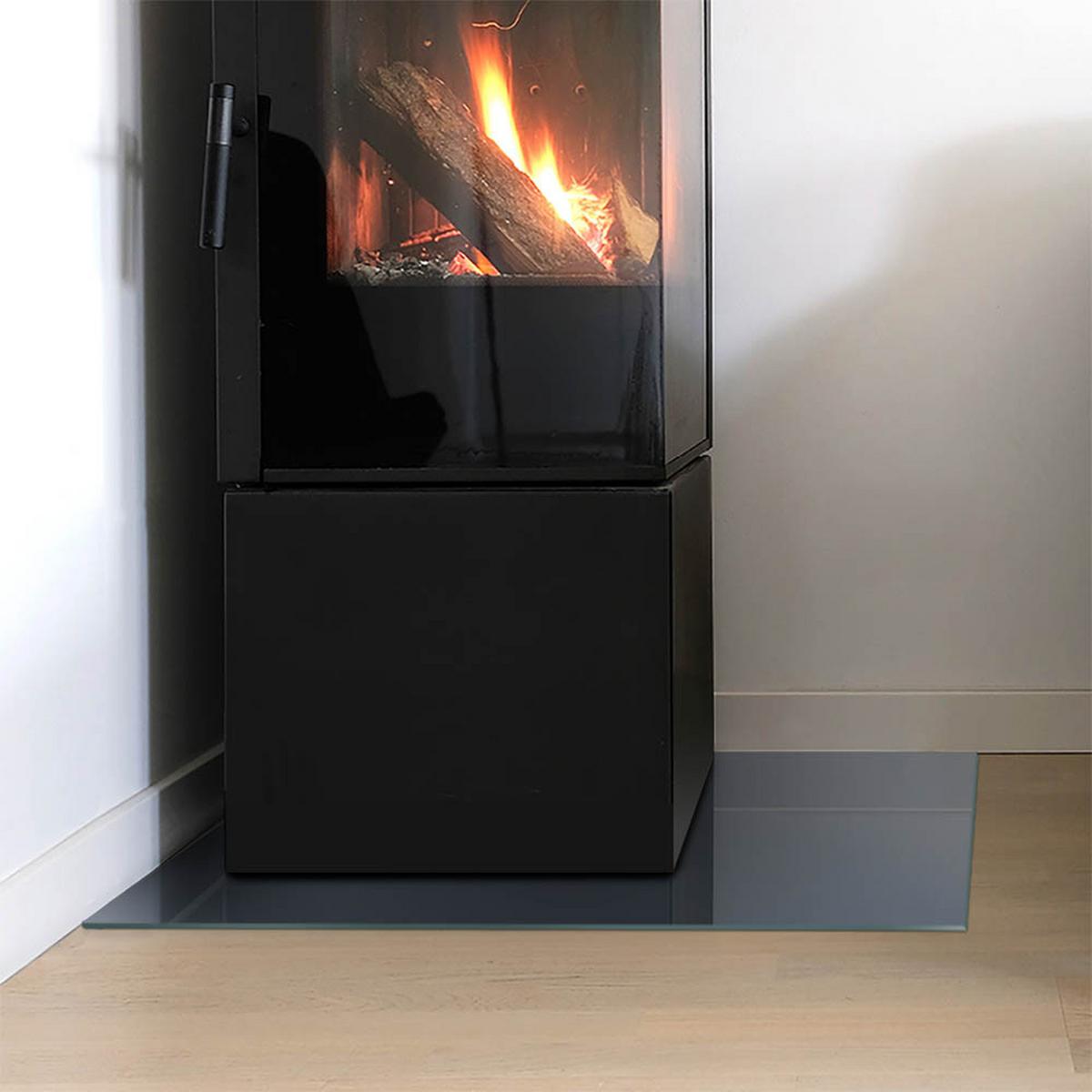 GLASPLATTE für Kamin 60x40 cm - Dunkelblau, Glas (60/40/0.4cm) - TULUP