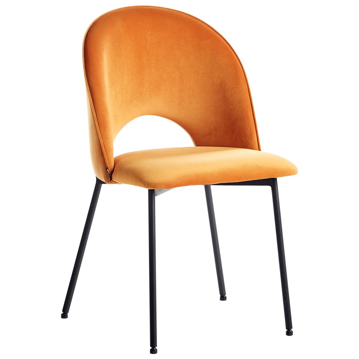 ESSZIMMERSTUHL 2er-Set Samtstoff Orange Covelo - Orange, Textil/Metall (46/84/45cm) - Beliani