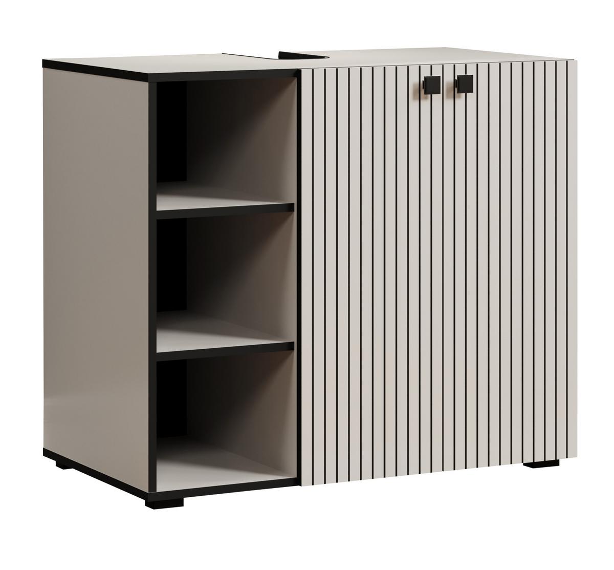 WASCHTISCH Kaschmir, Grau 90 cm, Set inklusive großem Waschbecken - Kaschmir/Schwarz, Holzwerkstoff/Metall (53/91/90cm) - Top.Furn
