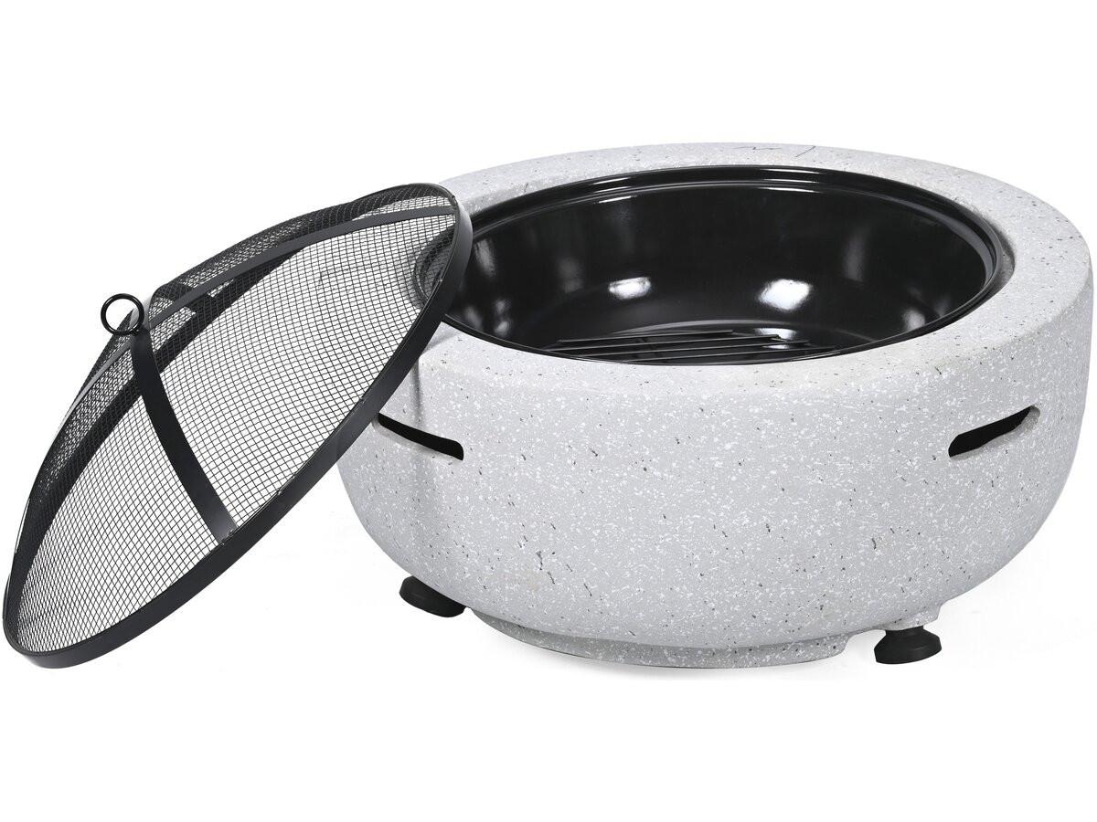 HOLZKOHLENGRILL volkan weiss - Schwarz, Metall (60/40/60cm) - Habitat Garten