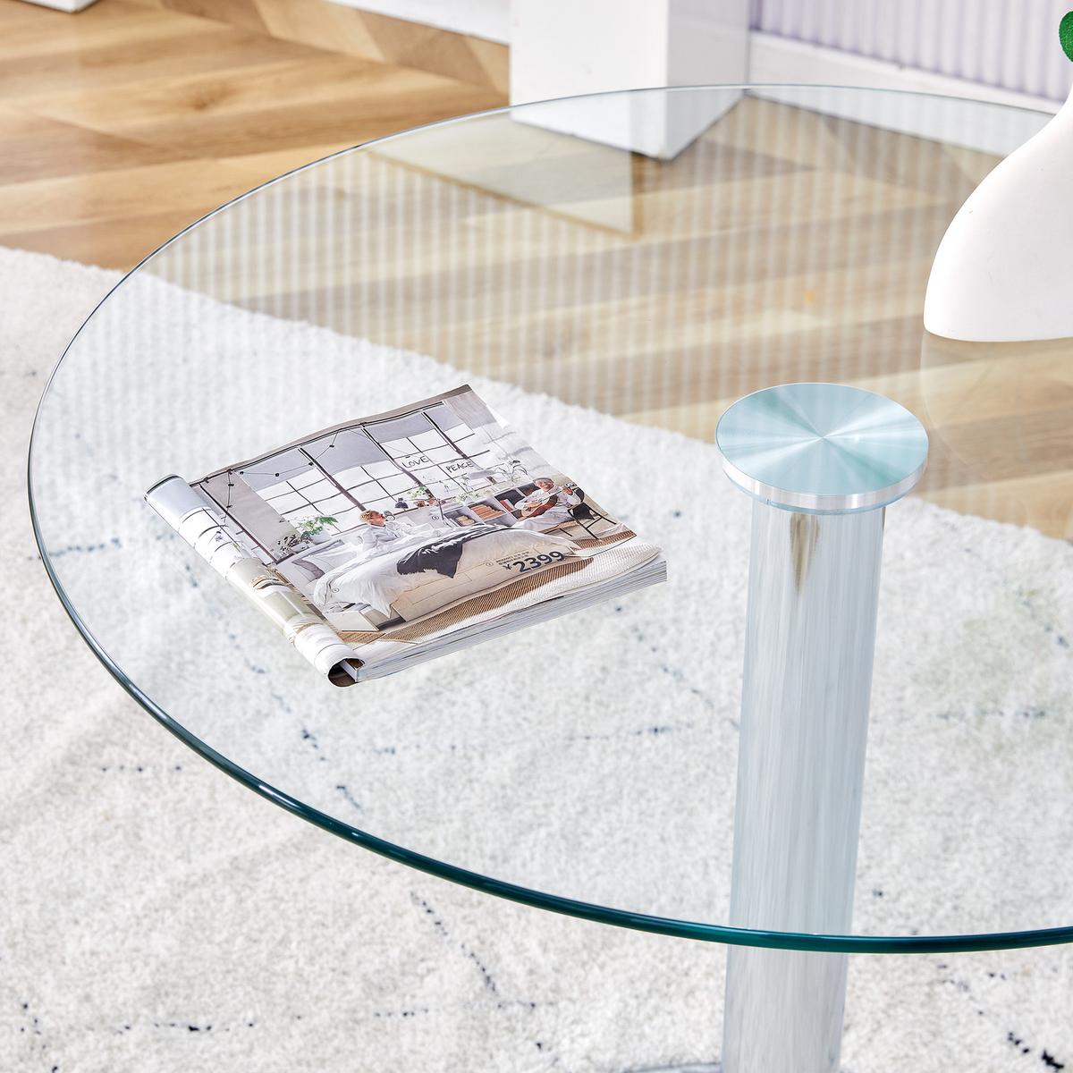 ESSTISCH Ø 85 cm Runder in Glas & Silber - Eichefarben, Glas (85/85/76cm) - Urban Meuble