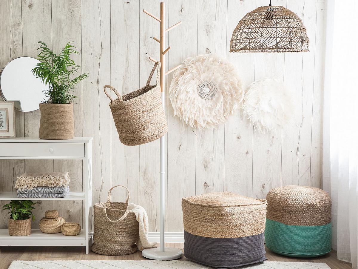 POUF Kirama 44/44/44 cm - Beige, Naturmaterialien (44/44/44cm) - Beliani