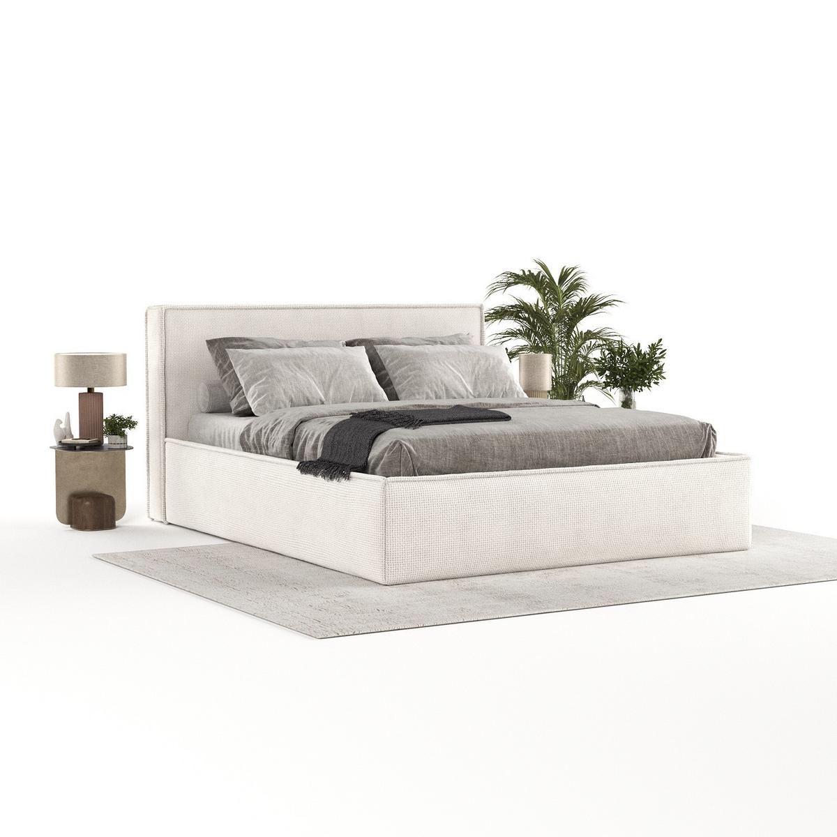 POLSTERBETT Sato mit Stauraum 140/200 cm Creme im Bonita Stoff - Creme/Schwarz, Holz/Holzwerkstoff (140/200cm) - AltaBeds