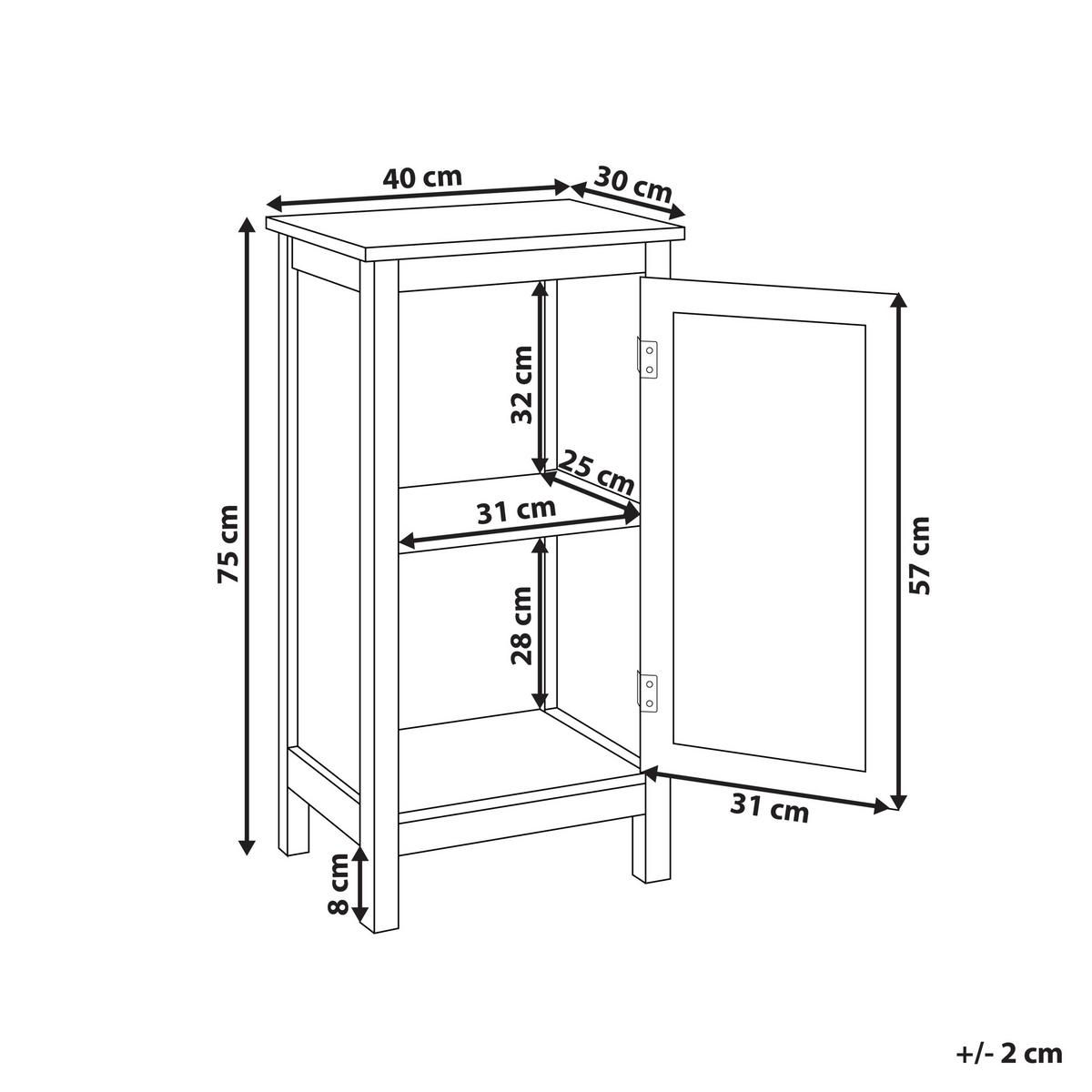BADEZIMMERSCHRANK 40 cm Weiß Alamos - Weiß/Braun, Holzwerkstoff (40/75/30cm) - Beliani