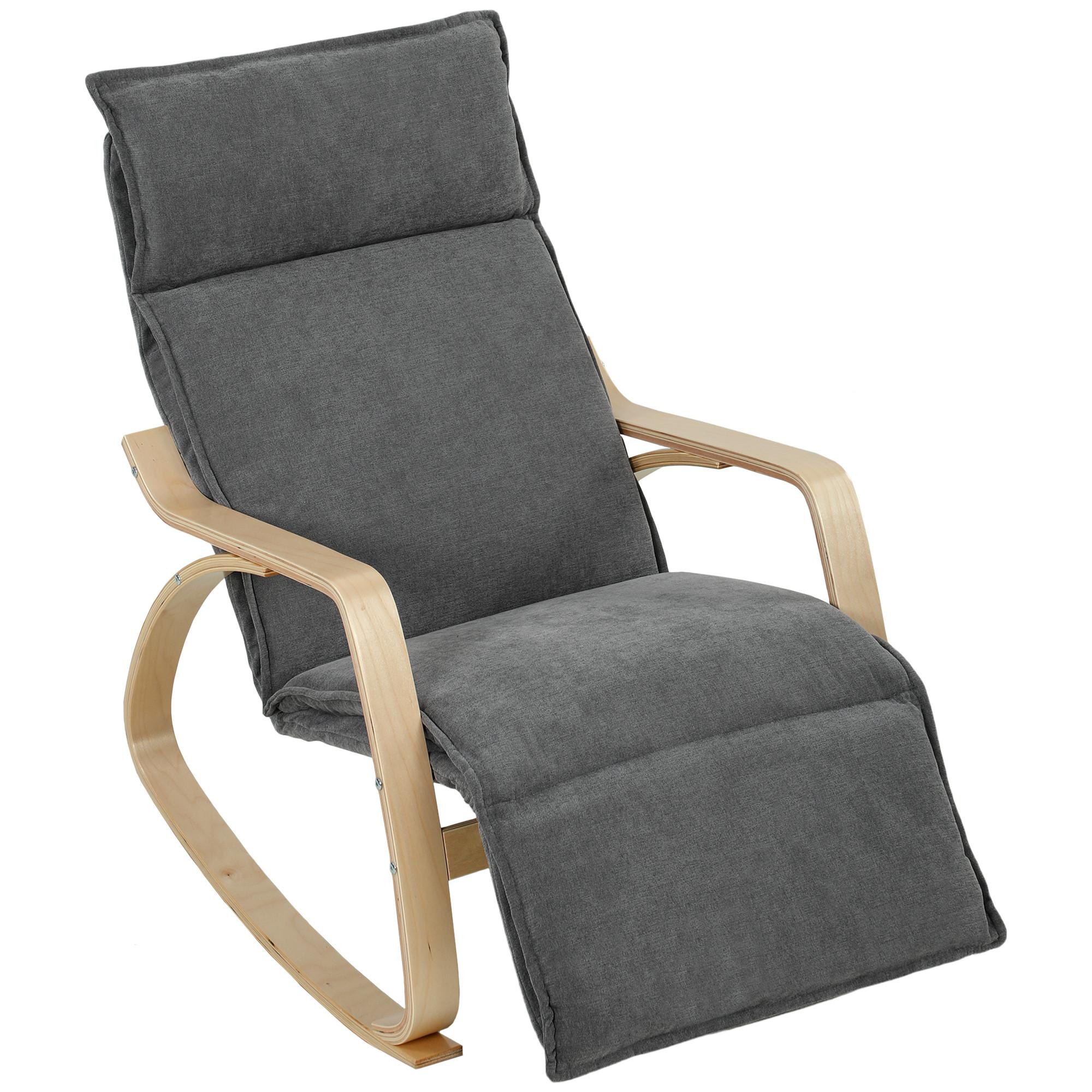 SCHAUKELSTUHL Polyester Dunkelgrau - Dunkelgrau/Creme, Birkenholz/Holzwerkstoff (67/92/106cm) - HOMCOM