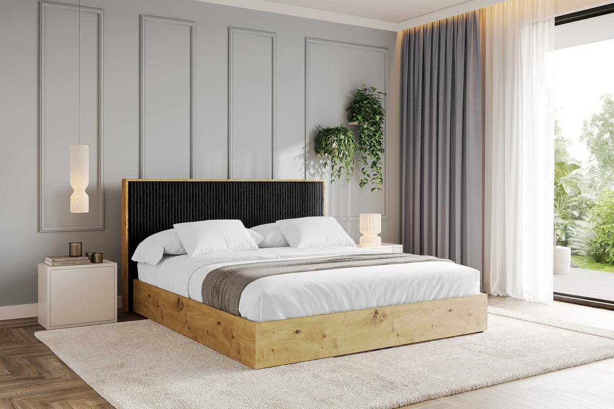 POLSTERBETT mit Bettkasten und Lattenrost, Boxbett mit Kopftei und Stauraum mit Matratze H3/H4 - ENZO10 120x200 Schwarz - Schwarz, Holzwerkstoff/Textil (120/200cm) - ALTDECOR