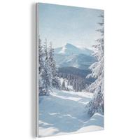 AKUSTIKBILD Winterlandschaft - Natur - Berge - Bäume - Schnee Wanddeko 60x90 cm - Hellblau, Kunststoff (60/90/0.9cm) - MuchoWow