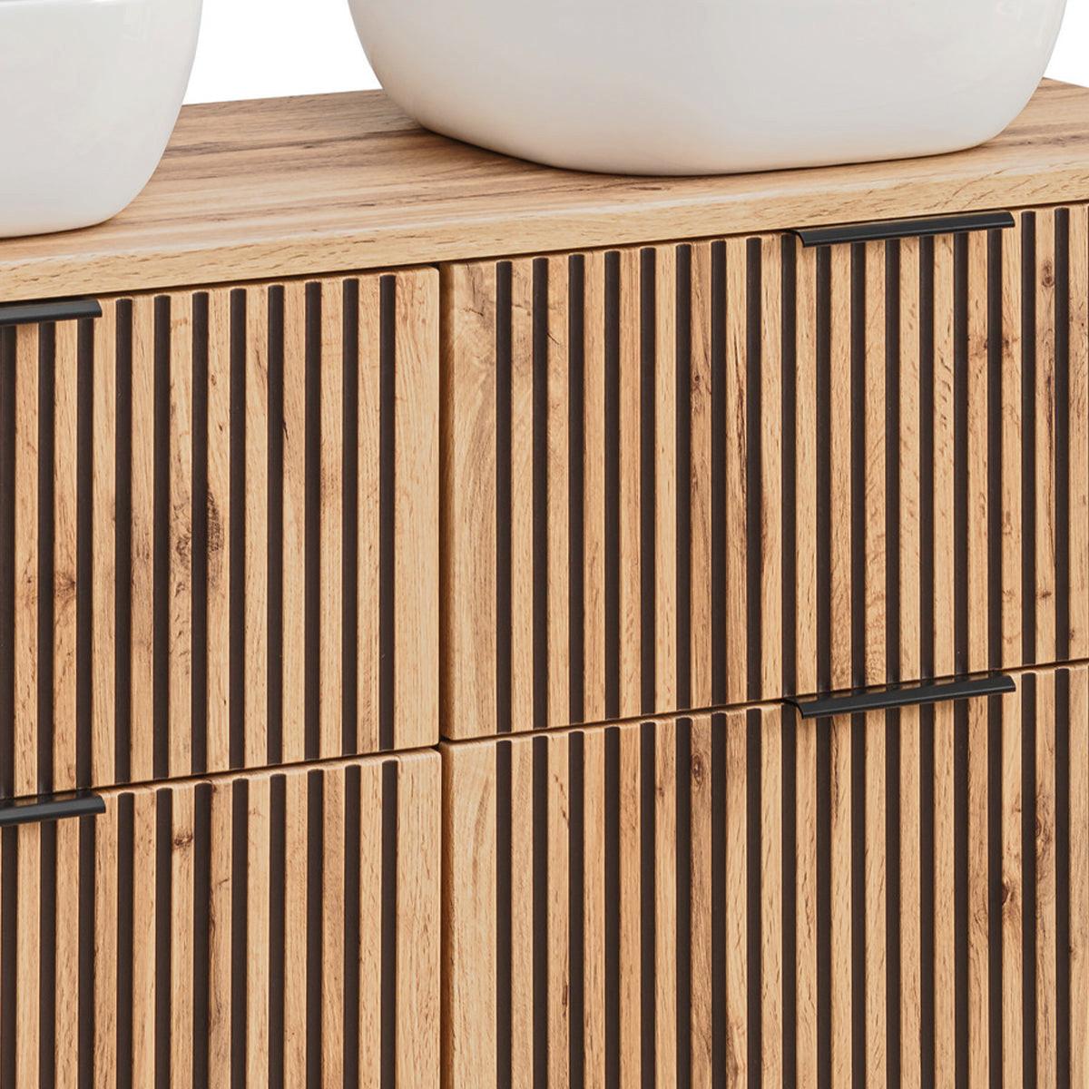 DOPPELWASCHTISCH 120.6cm Gaia Holz in Eichenoptik und Schwarz - Braun, Holzwerkstoff (120.6/59/46cm) - Petits-meubles