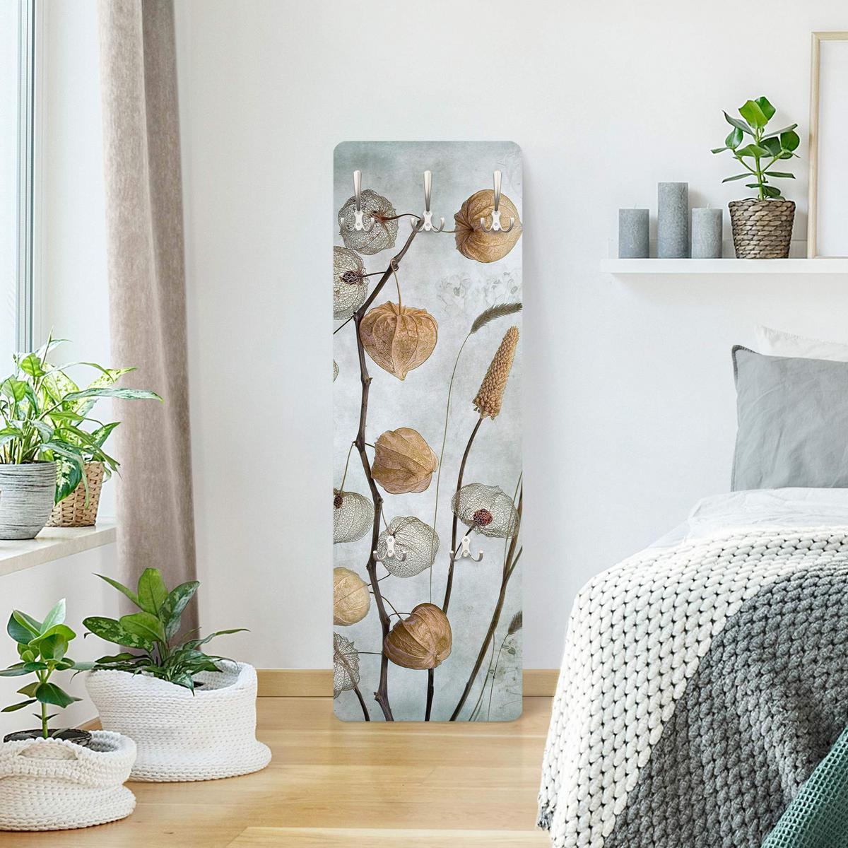 WANDGARDEROBE - Lampionfrüchte im Herbst 34/105 cm - Beige, Holzwerkstoff (34/105/1.6cm) - Bilderwelten
