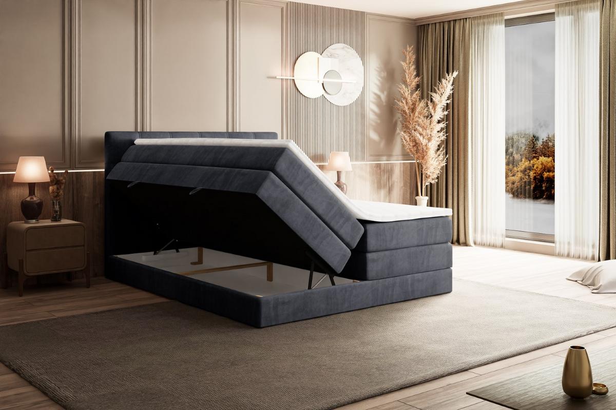 BOXSPRINGBETT MARCE KING - 200x200 - H3/H4 - Dunkelgrau - Dunkelgrau, Holzwerkstoff (200/200cm) - ALTDECOR