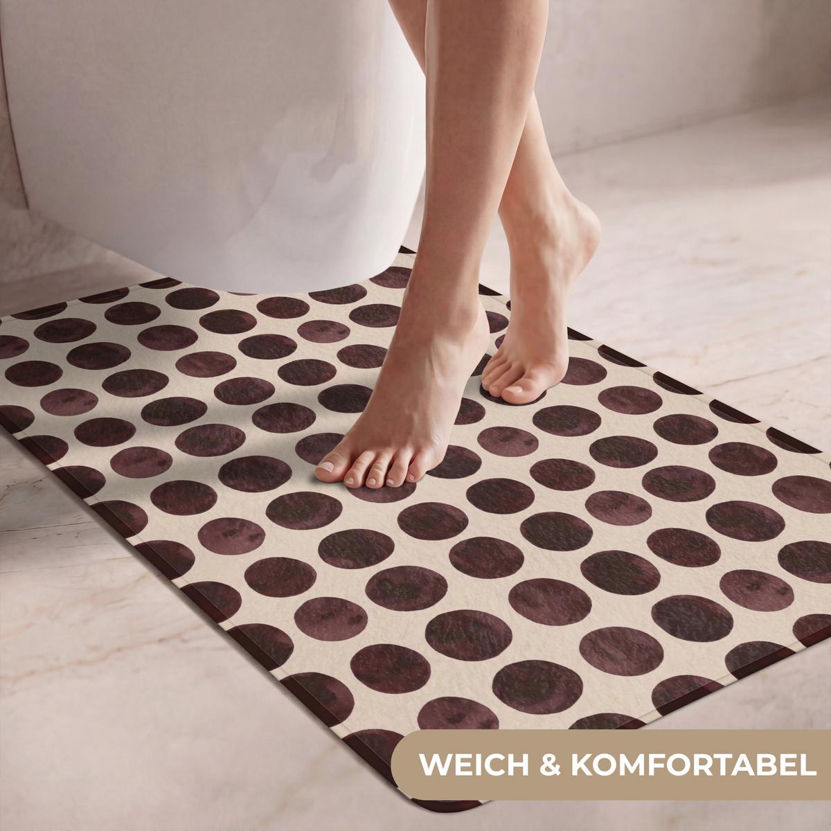 WC-VORLEGER Polka dots - Muster - Braun Toilettenvorleger 60x90 cm - Bordeaux, Textil (60/1cm) - OnlyWow