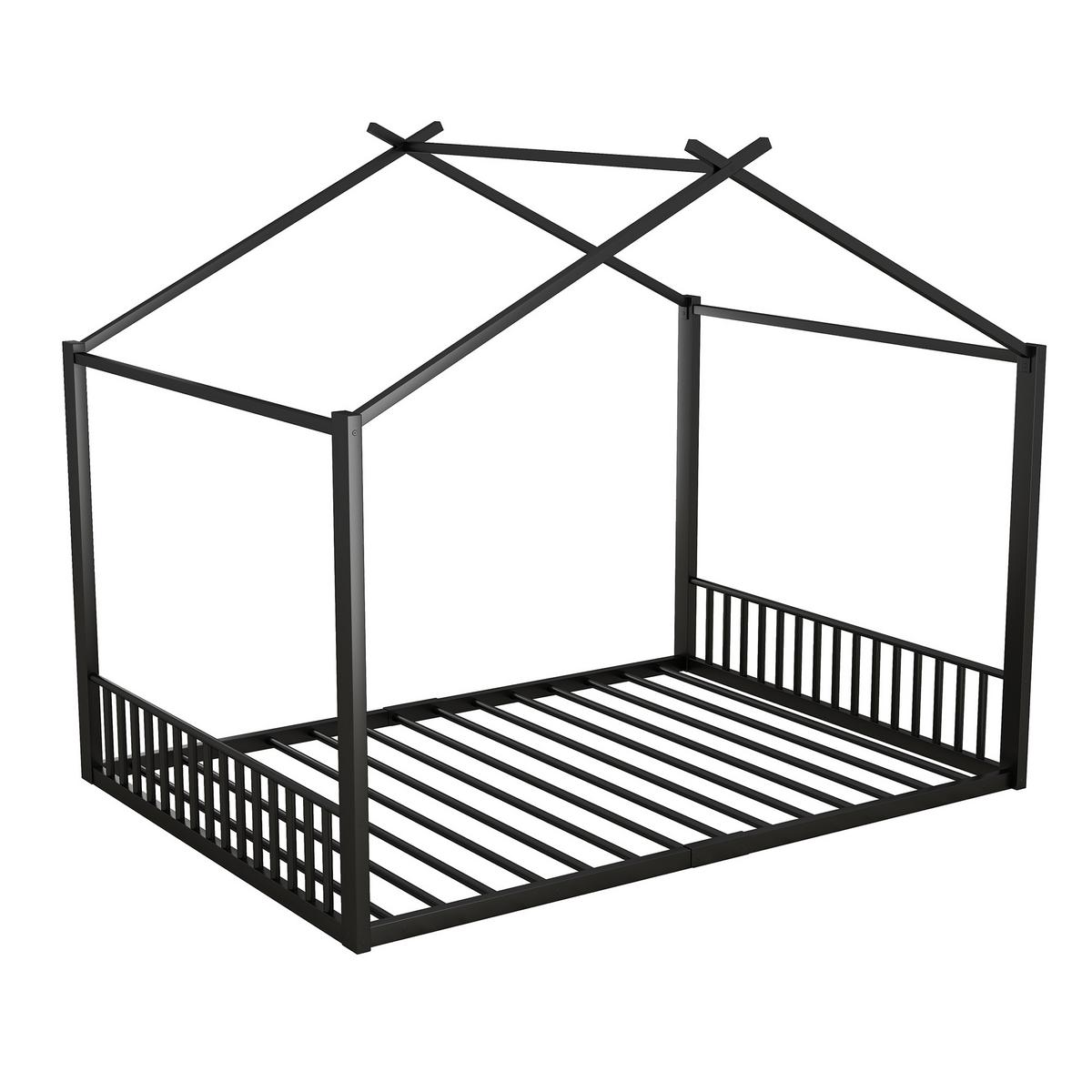 KINDERBETT metall 140x200 kinderbett schwarz - Schwarz, Metall (140/200cm) - Urban Meuble